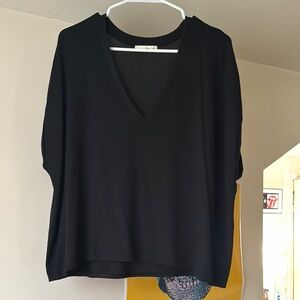 Black V-Neck Sweater Top